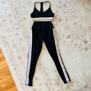 Spiritual Gangster Black Women's Workout Set with Cute Side Stripe